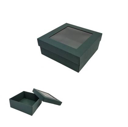 Gift Box with Window 190X190X80 mm green