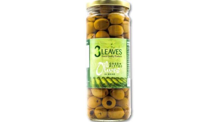 3 Leaves Green Pitted Olives, 440g