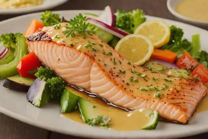 Salmon fillet in honey - mustard sauce
