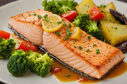 Salmon Fillet with Stewed Vegetables