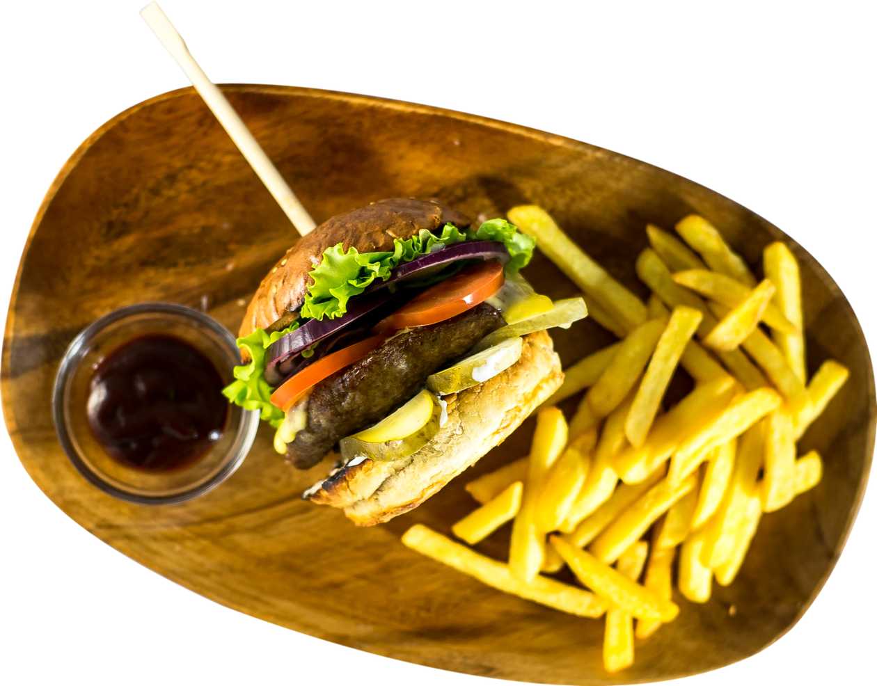 Burger BBQ, hranolky