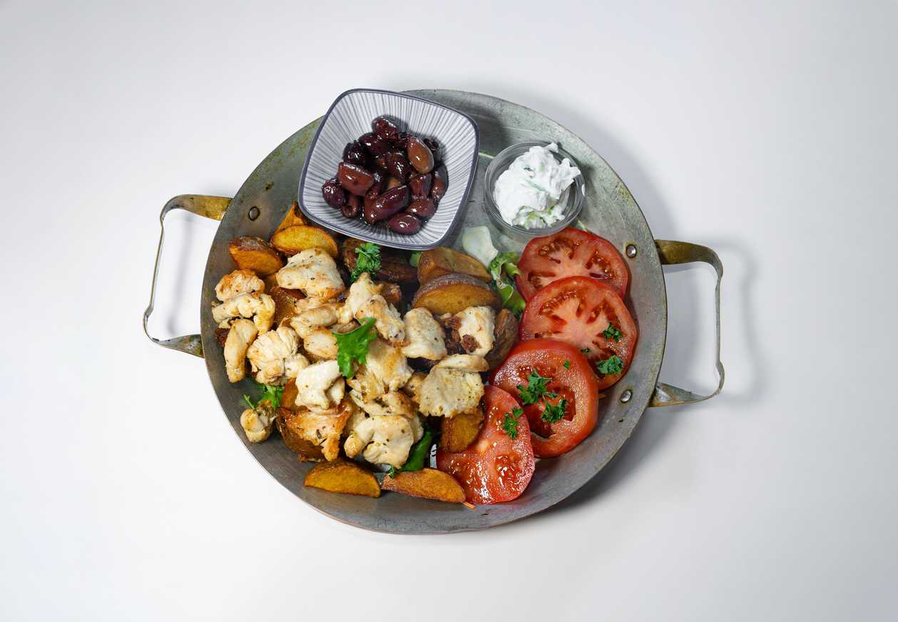 GREECE: 180g KOTOPULO GYROS - Chicken Breast Slices Marinated in Greek Herbs, Roasted Potatoes, Yogurt