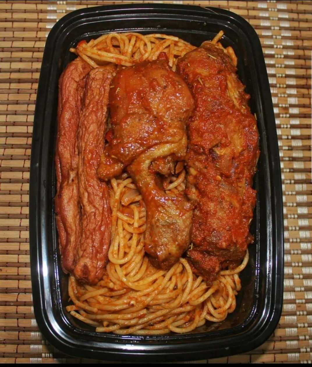 Spaghetti Jollof with Quarter Chicken