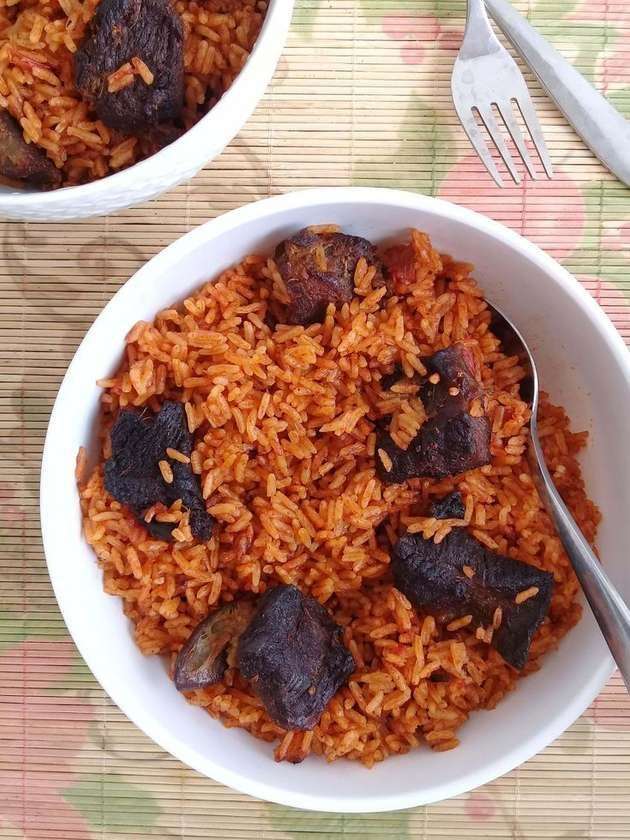 Jollof Rice Served with Beef