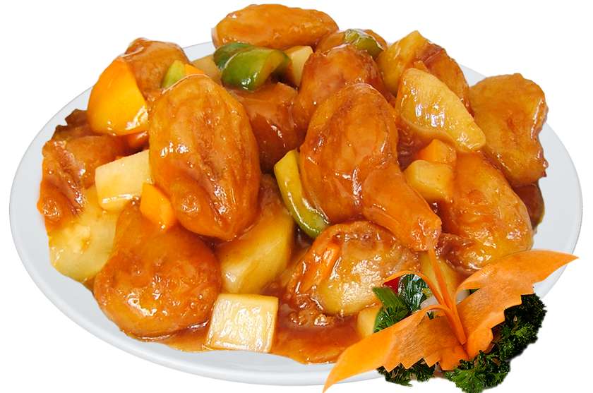 A45. Fish in sweet and sour sauce with rice