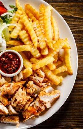 Beef Dry Fry with Chips