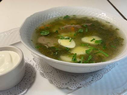 Green Borscht with Veal and Quail Egg