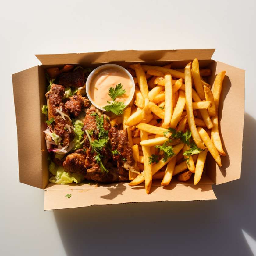 Kebab talíř s hranolkami