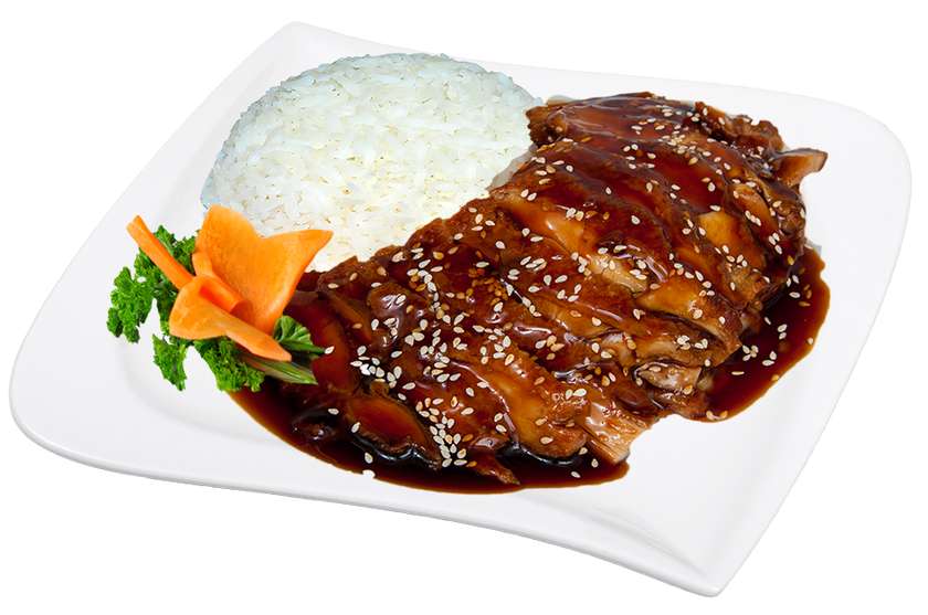 Chicken on honey, rice