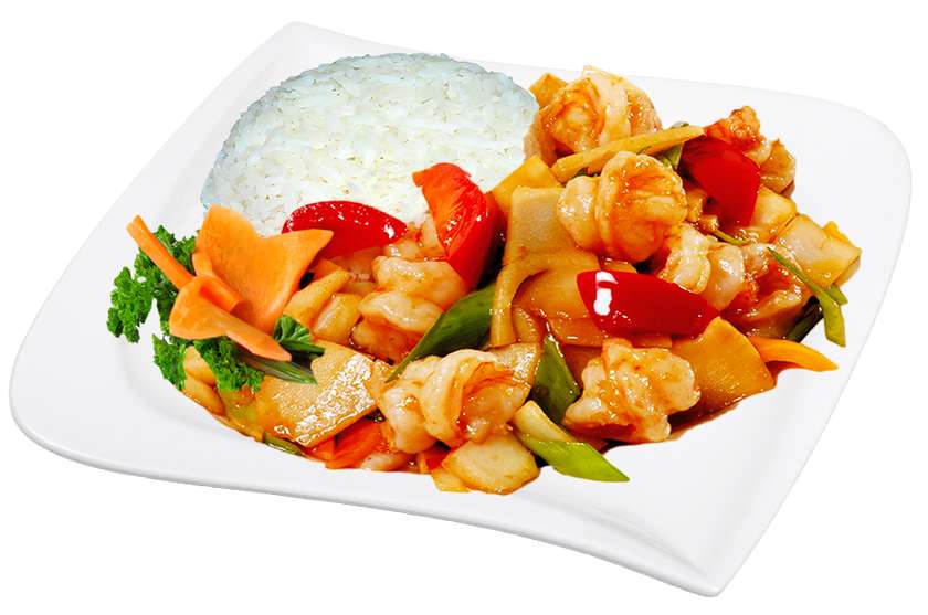Thai-style shrimp, rice