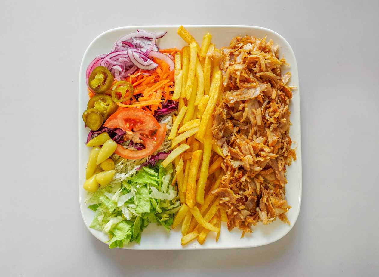 Large kebab plate with fries
