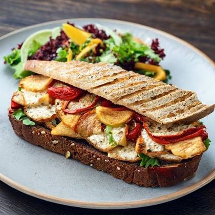 Hot Grilled Chicken, Cheese & Sundried Tomatoes Sandwich