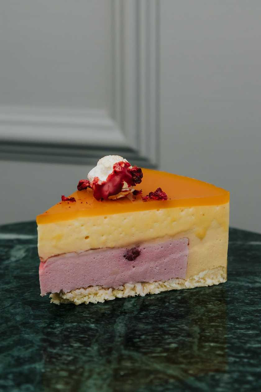 Mango Raspberry Curd Cake