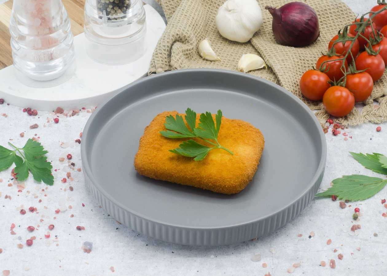 Breaded cheese with golden breadcrumbs