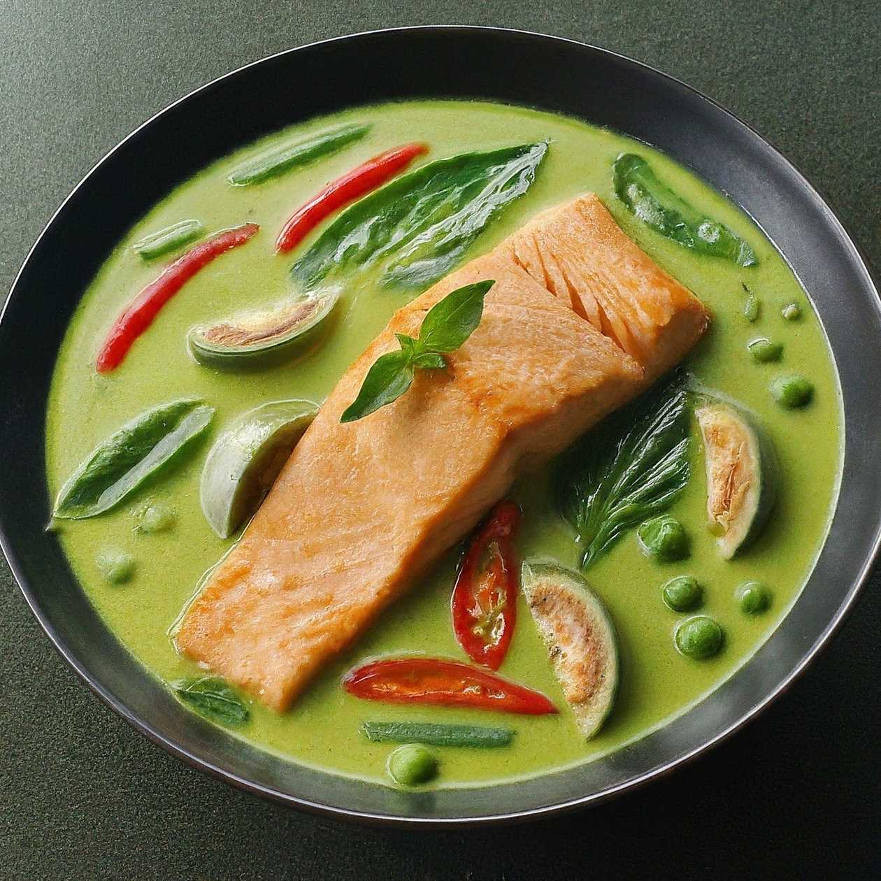 115.Salmon grean  curry