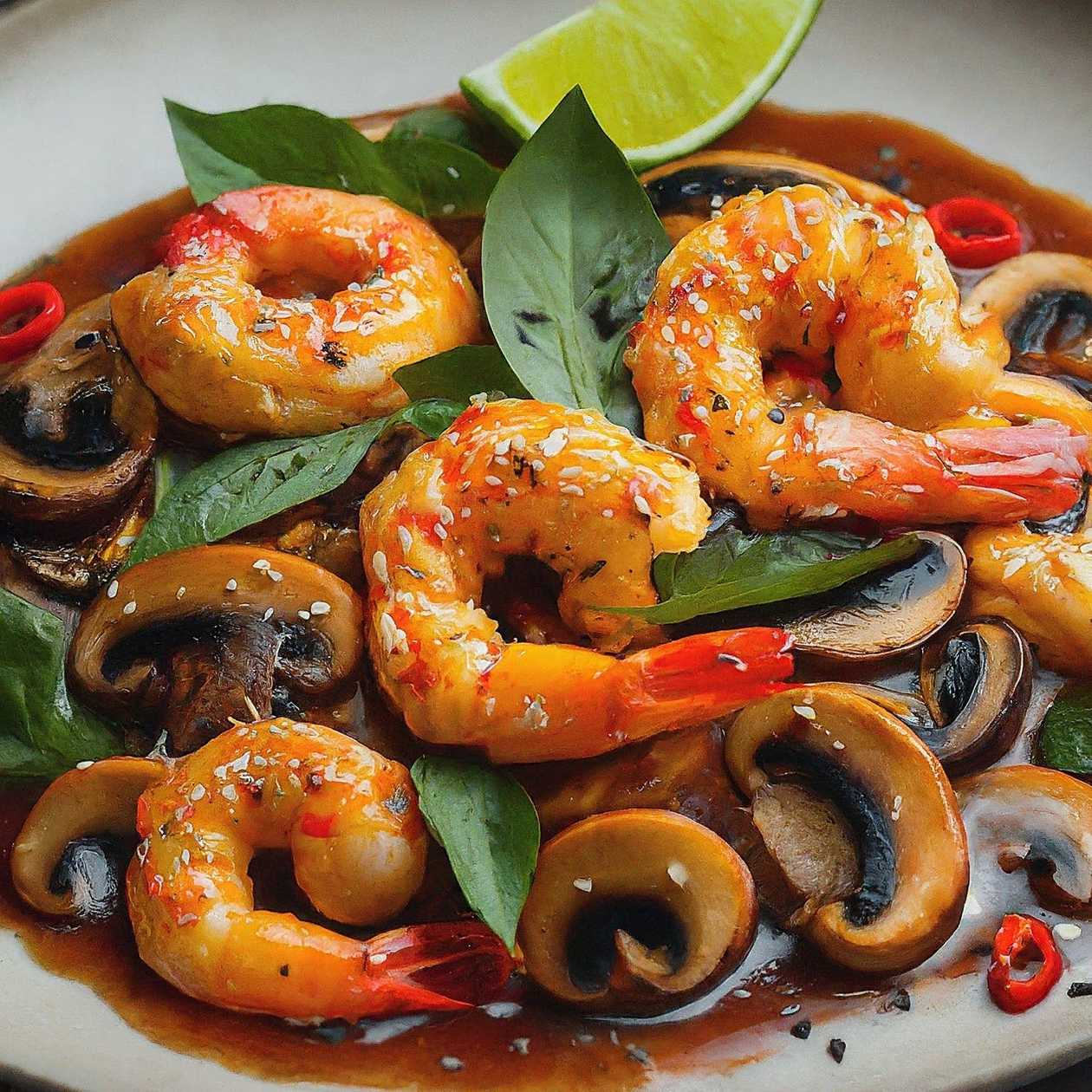 117.Prawns with chilli and basil