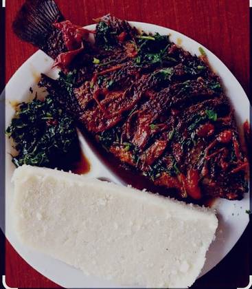 Ugali served with fish