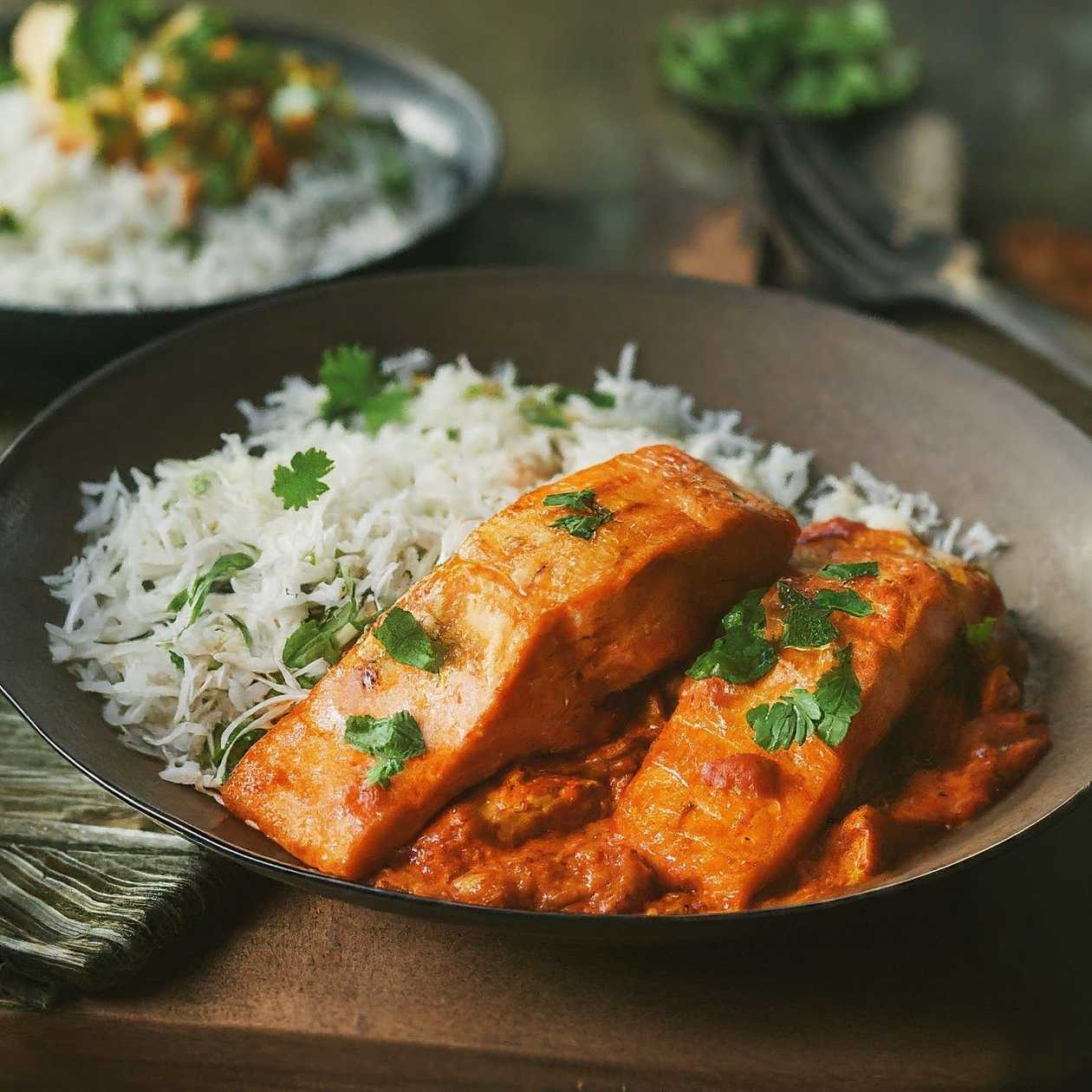 SALMON  MASALA  INDIA +BASMATI RICE