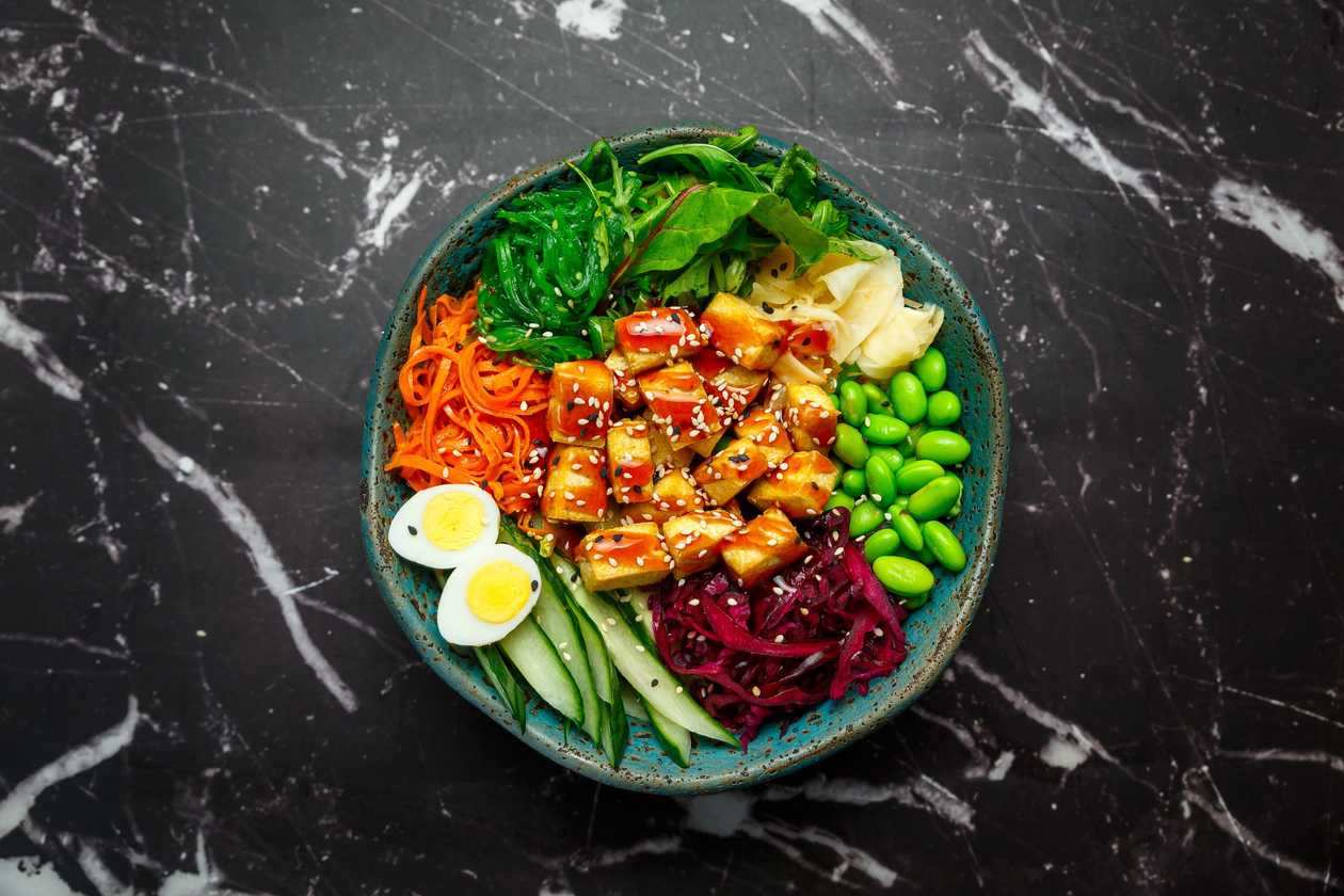 Poke Bowl with fried tofu