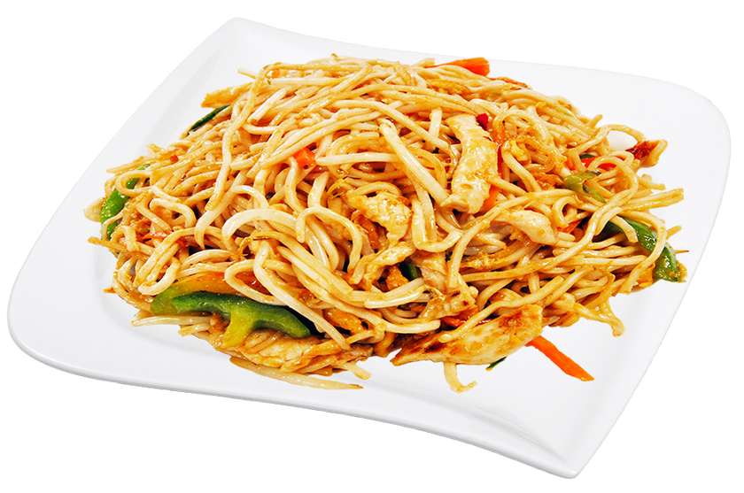 Fried "pho" noodles with meat