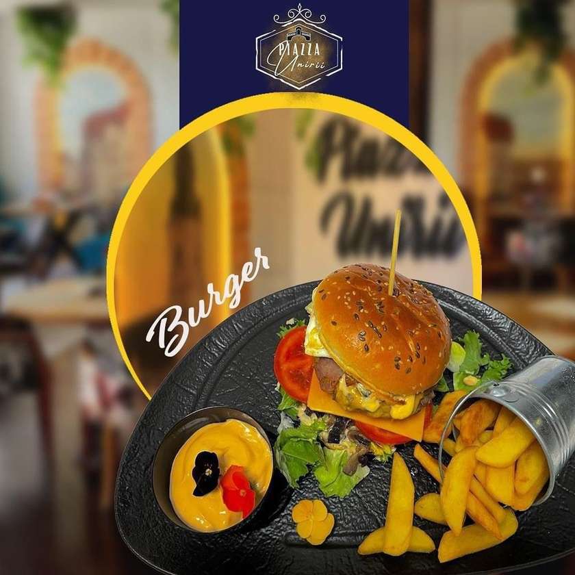 Classic burger with French fries