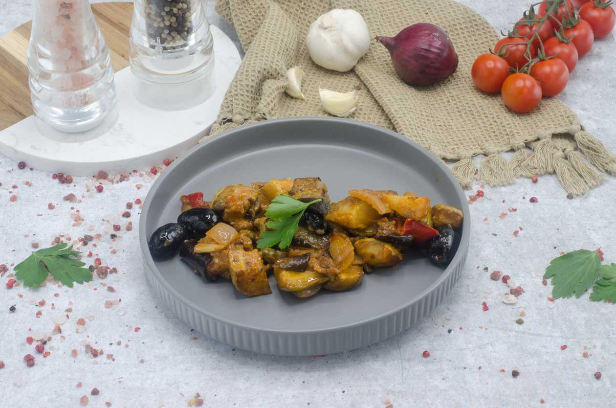 Sicilian dish with vegetables and olives