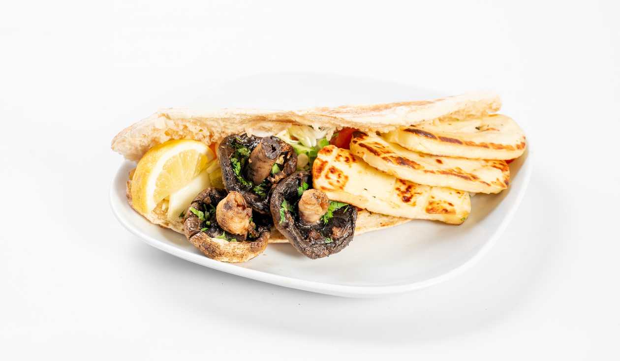 Halloumi & Mushroom In Cypriot Pita
