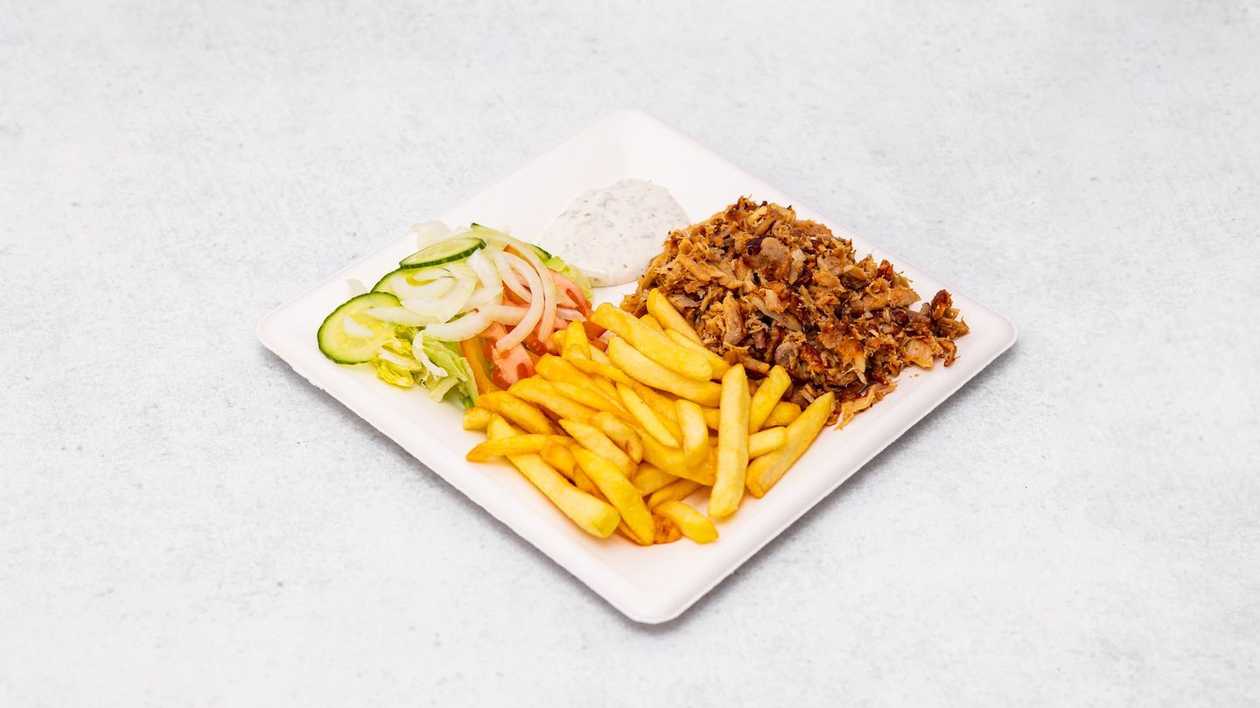 Velký talíř kebab s hranolkami