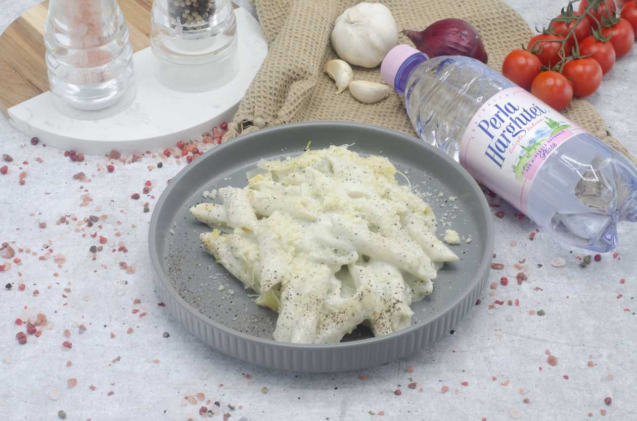 Penne quattro formaggi,apa plata