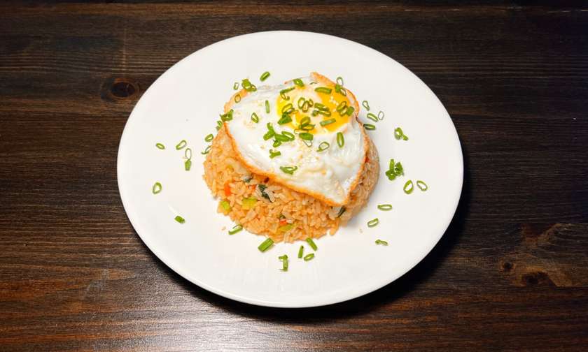 Kimchi Fried Rice with Soybean Soup