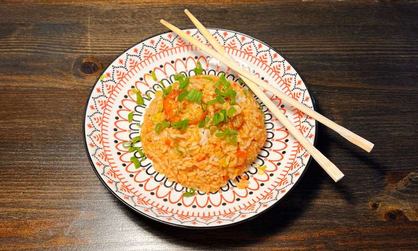 Prawn Fried Rice with Soybean Soup