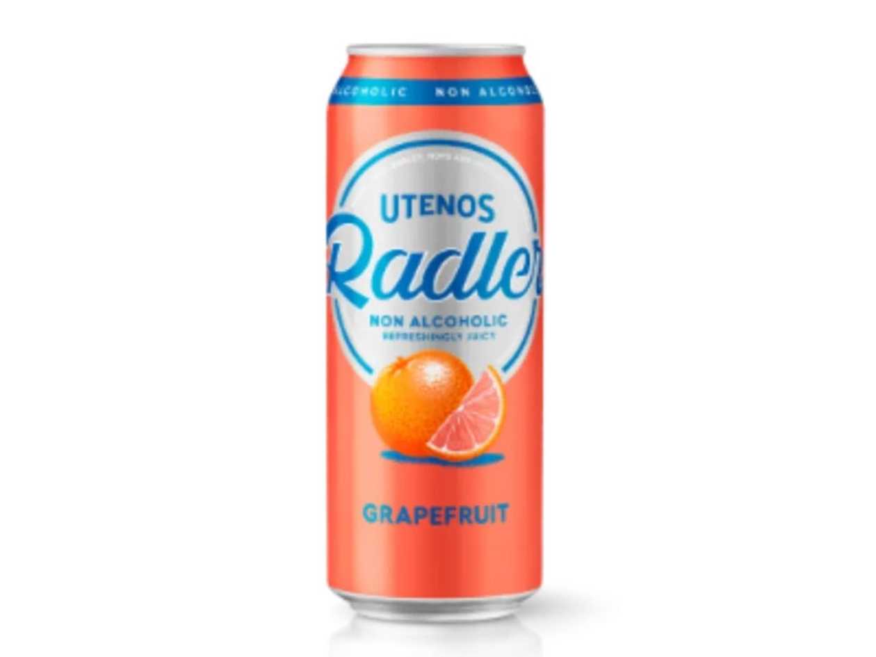 Non-alcoholic UTENOS beer cocktail RADLER, grapefruit flavor, 500 ml