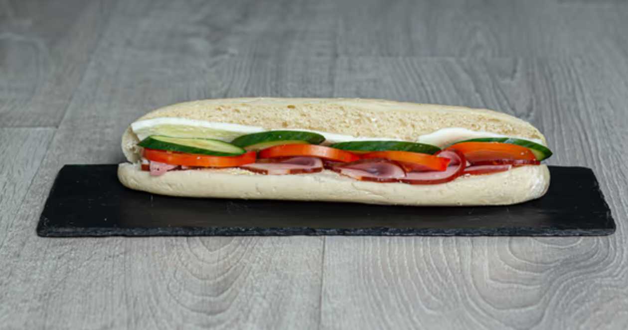 Sandwich with lountza, halloumi cheese, cucumber, tomato
