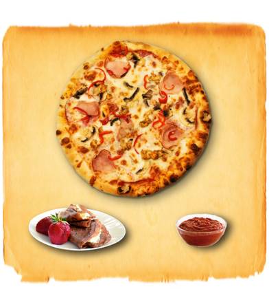 OFERTA  Pizza Prosciutto e Funghi + 1 Clatita cu ciocolata + 1 doza de suc pepsi