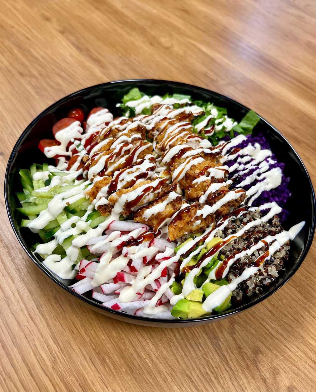 Green Salad with Fried Chicken or Falafel