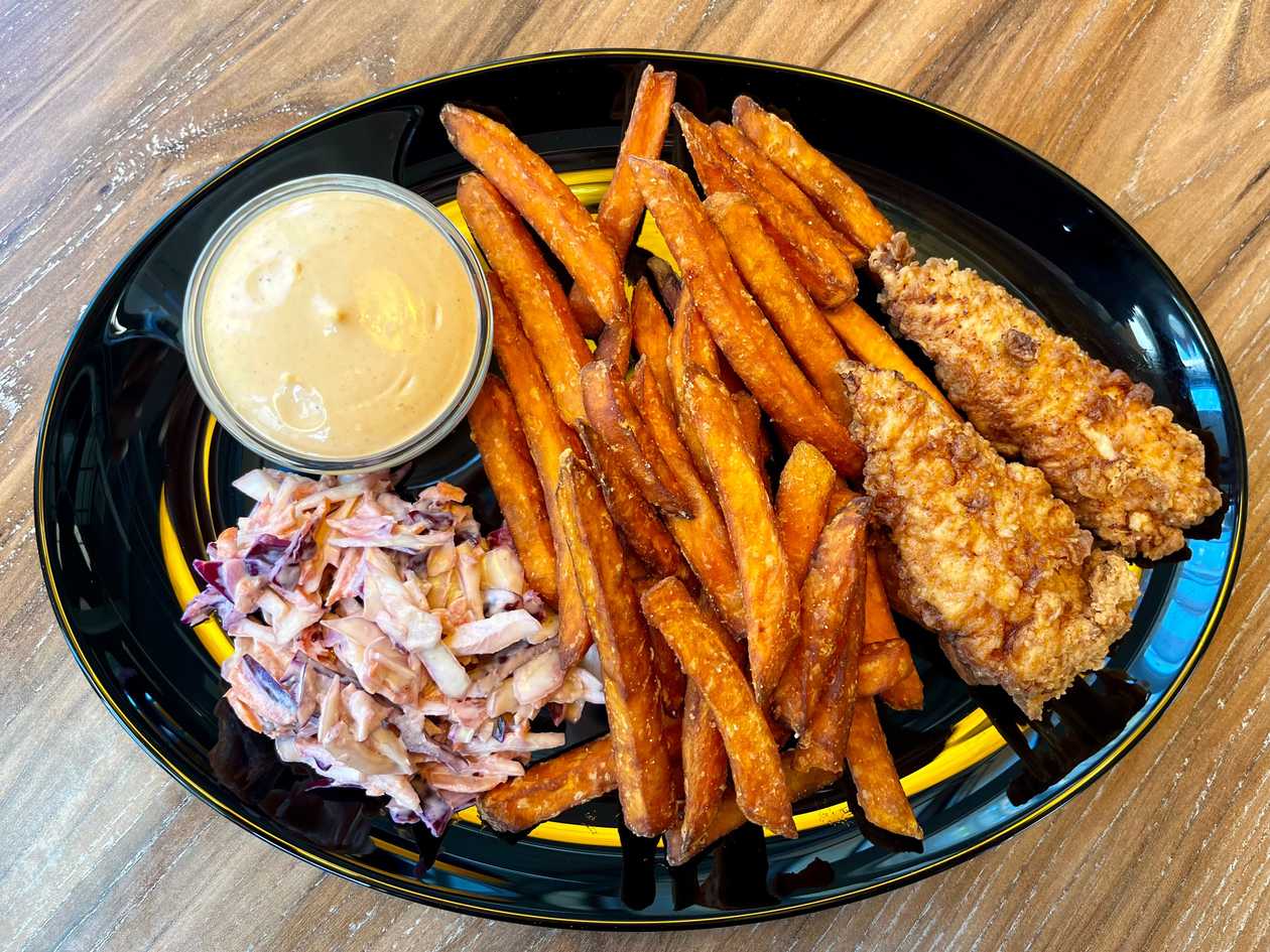 Sweet Potato Fries with Fried Chicken