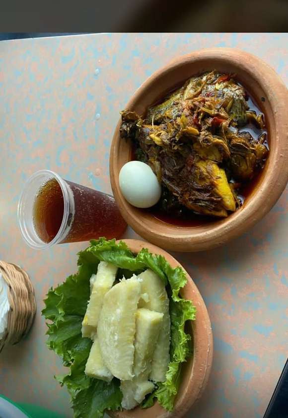 Yam Ampesi with Kontomire