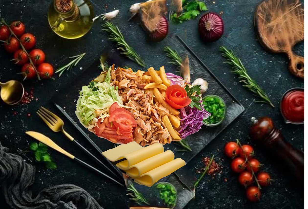 Kebab on Plate Mega with Cheese