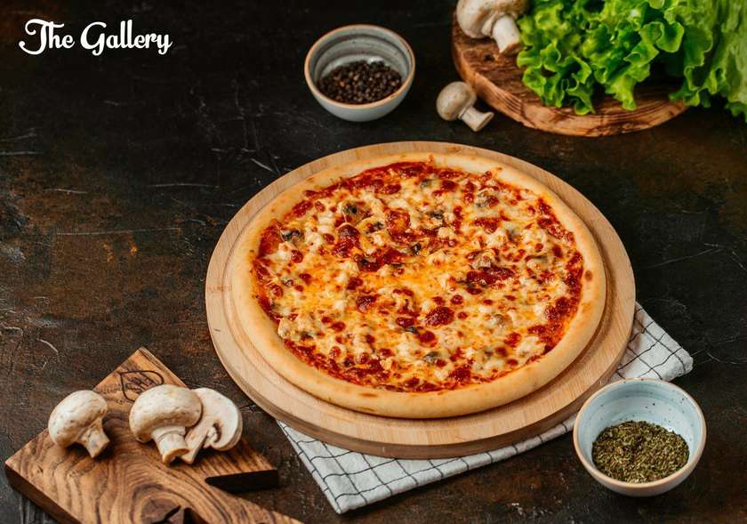 Pizza with Chicken and Mushrooms