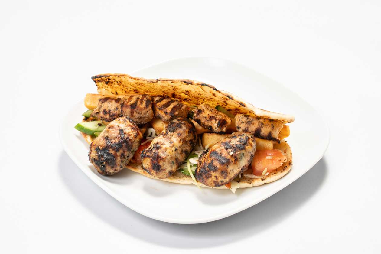 Chicken Souvlaki Αnd Pork Sheftalia Cypriot Pita