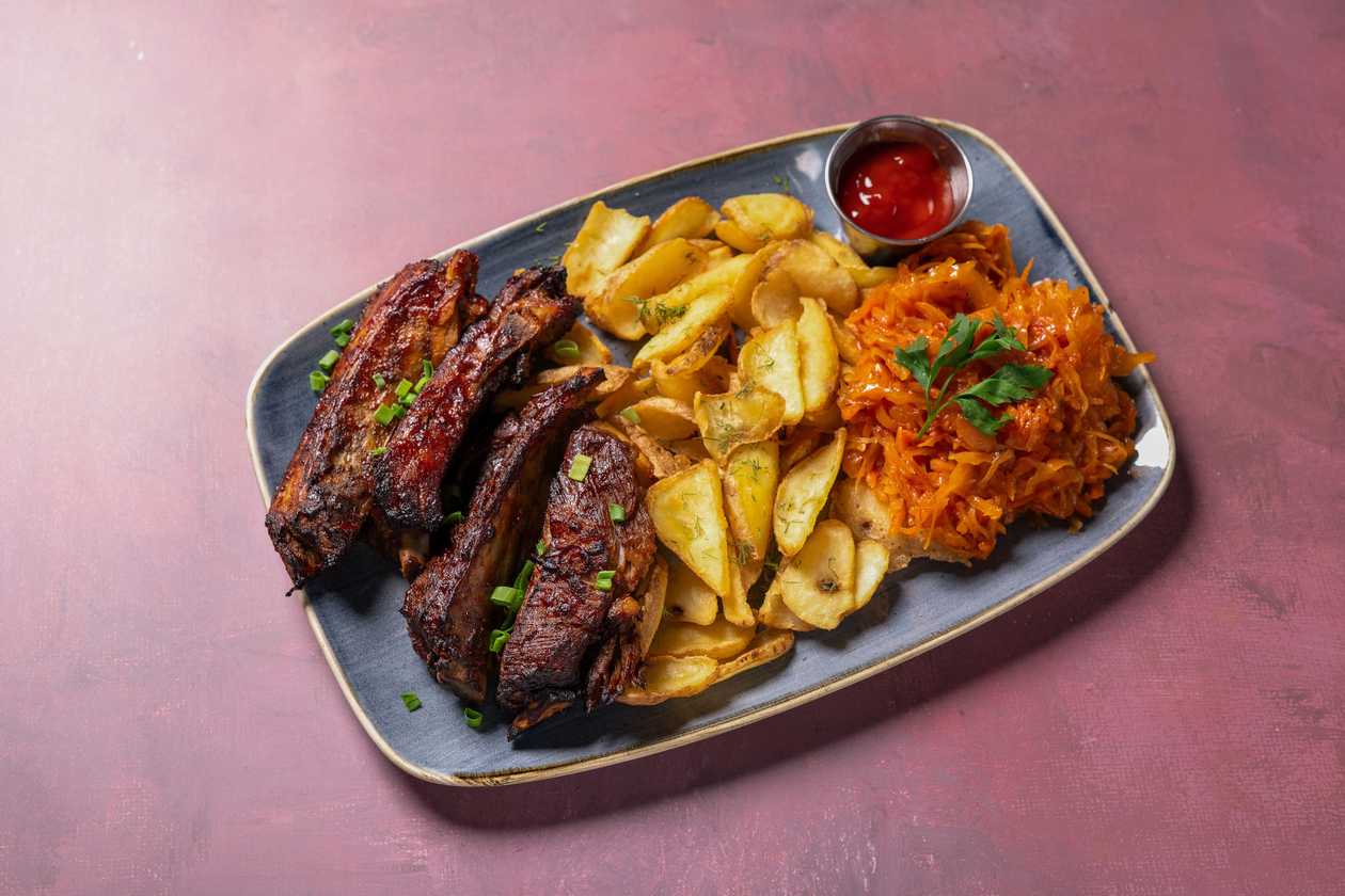 BBQ glazed pork ribs