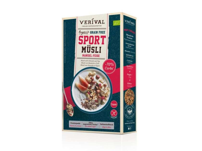 Muesli for athletes, grain-free and gluten-free, almonds and figs, organic - cereals