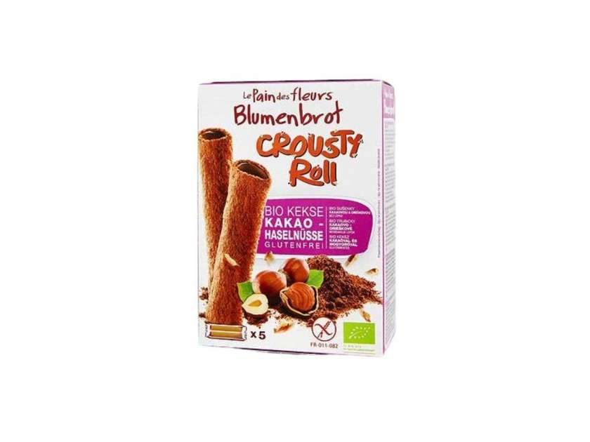 Gluten-free cookies (rolls) with cocoa-hazelnut filling, organic