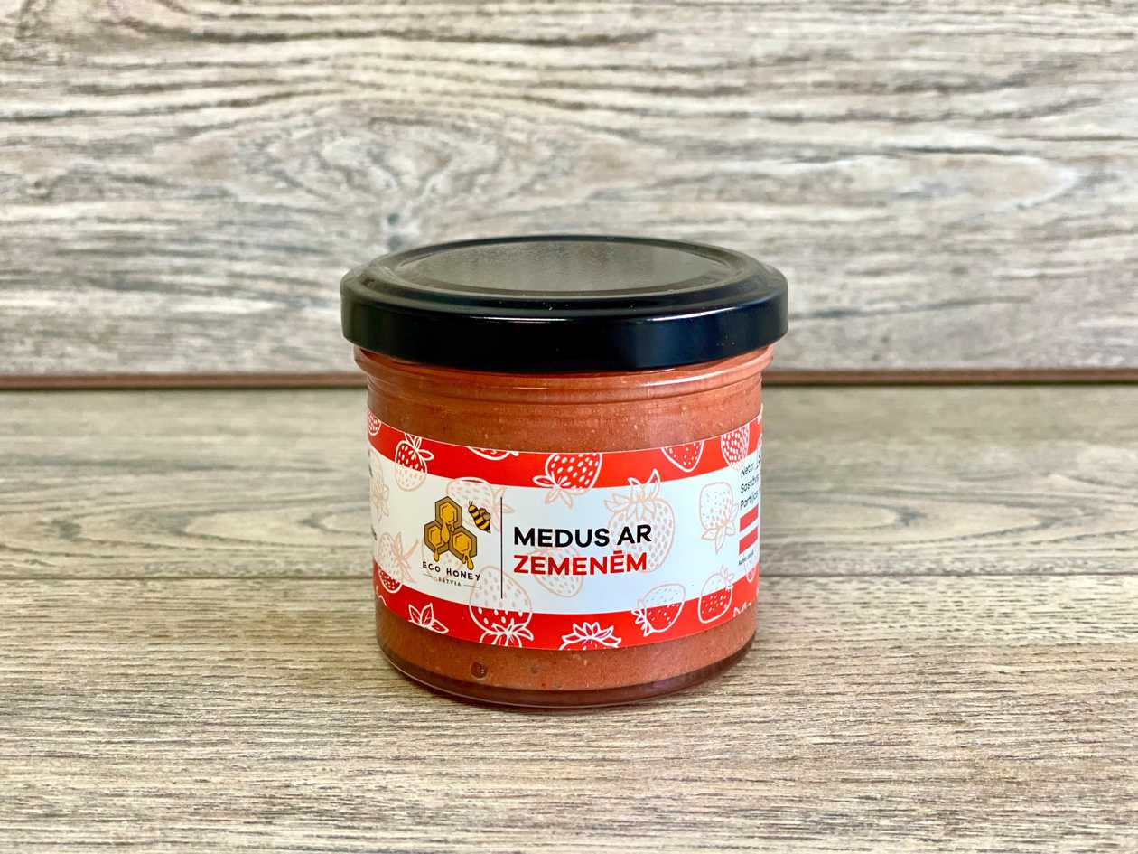 Latvijas medus ar zemenēm [ 150G ]