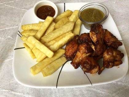 Fried Yam with Turkey Wings