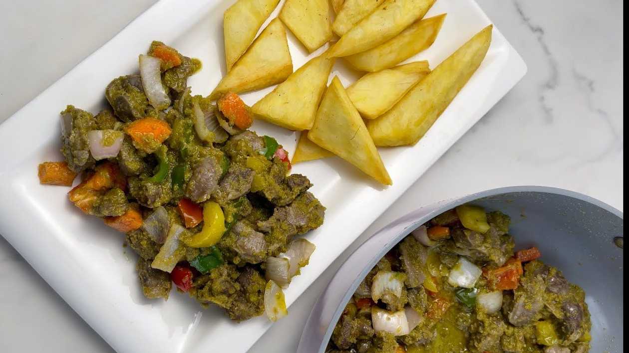 Fried Yam with Gizzard