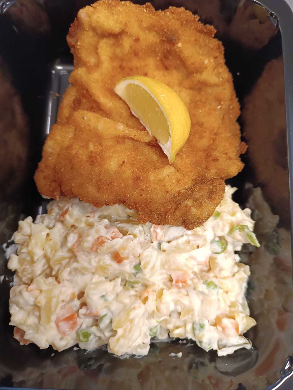 Fried pork schnitzel, potato salad