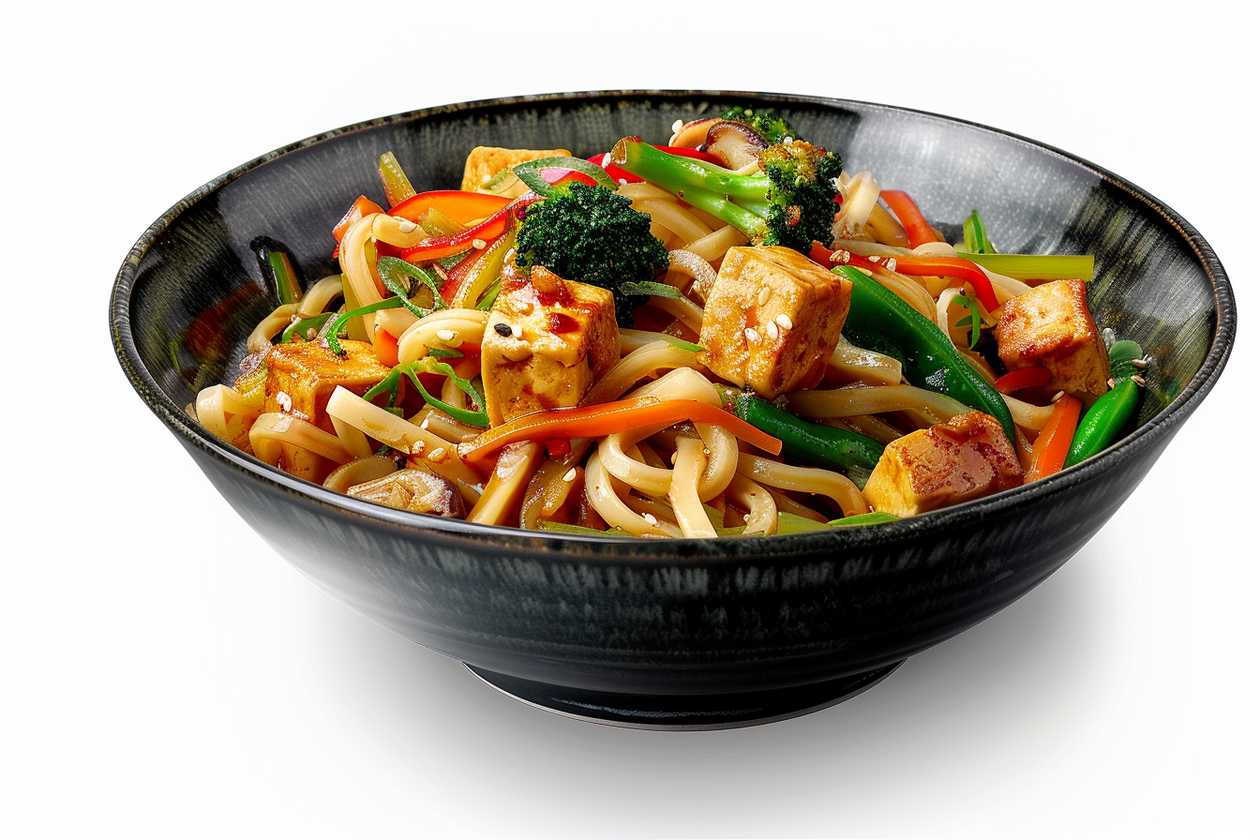 K029 Fried udon noodles with tofu
