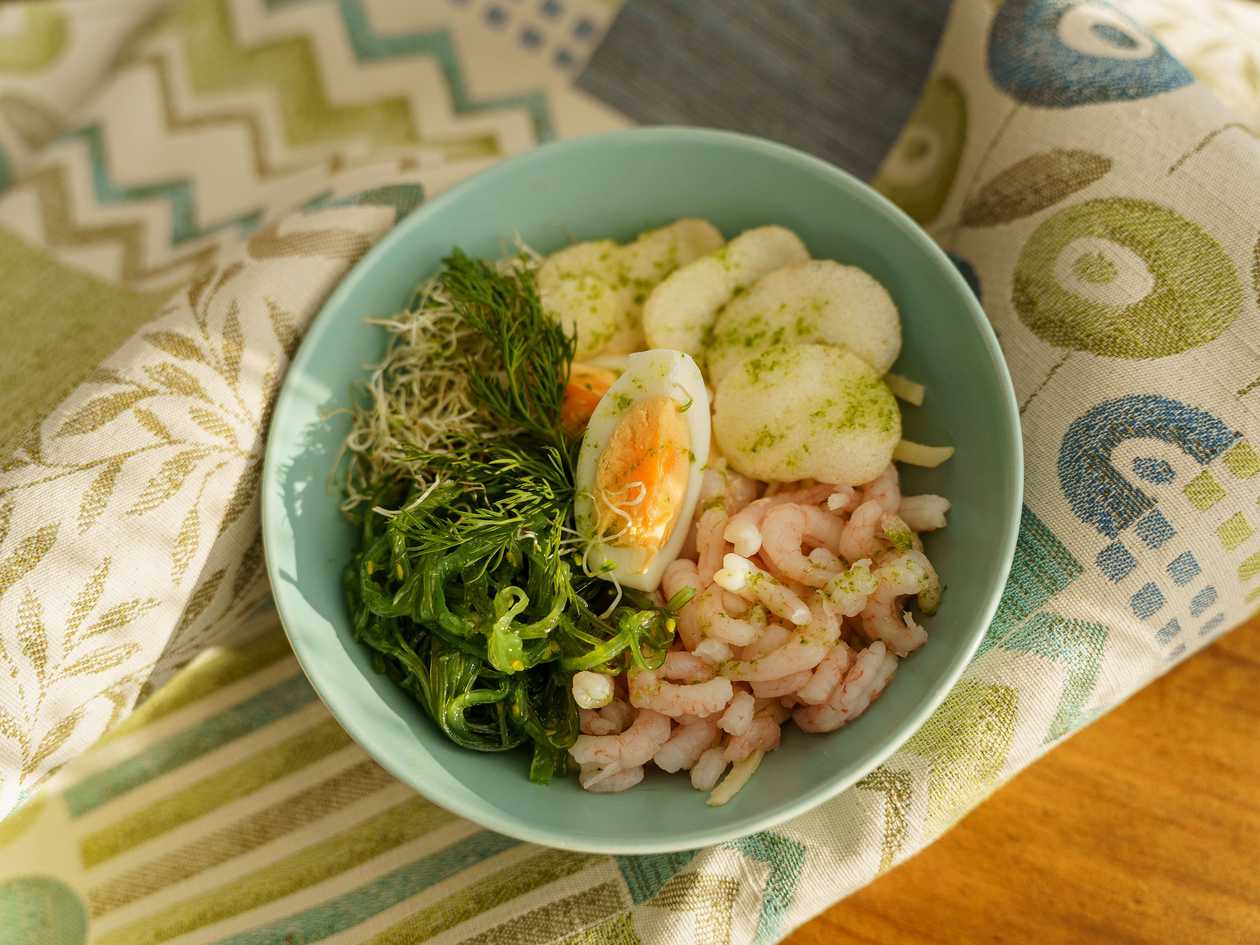 Shrimp Noodle Salad with Sriracha Mayo
