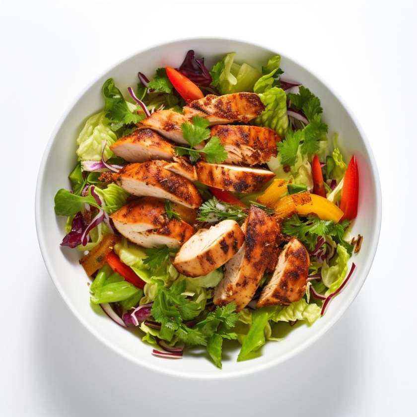 Salad with chicken pieces tikka